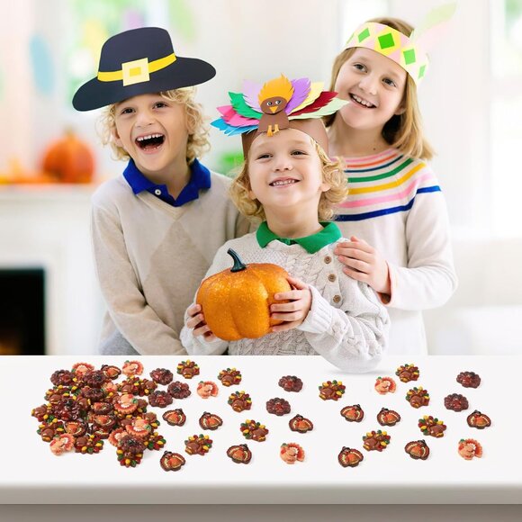 50 Pcs Thanksgiving Turkey Charms, Mini Resin Turkey Flatback Turkey Embellishme - Picture 4 of 7